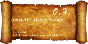Oszkó Hiláriusz névjegykártya